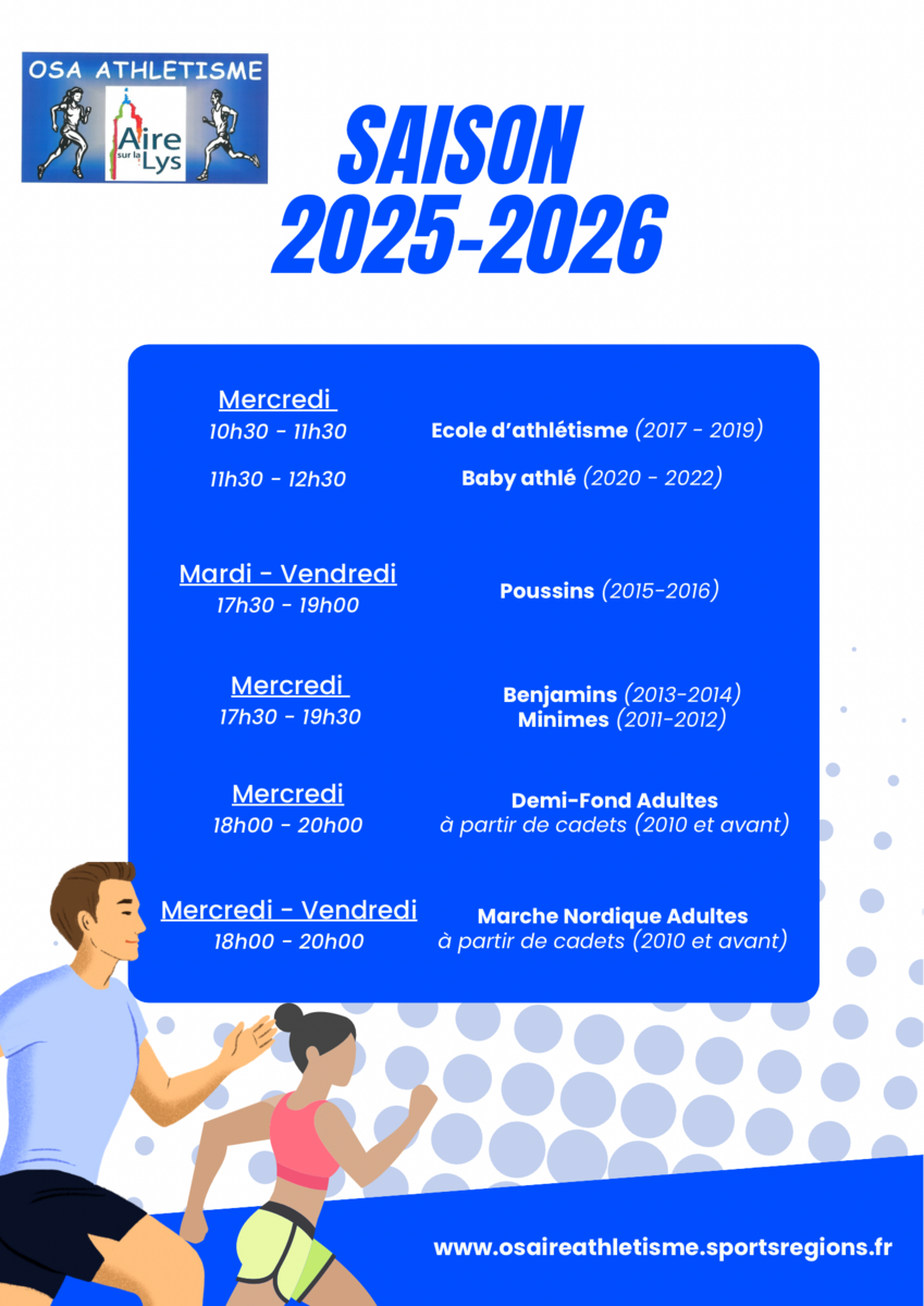 Horaires des entraînements