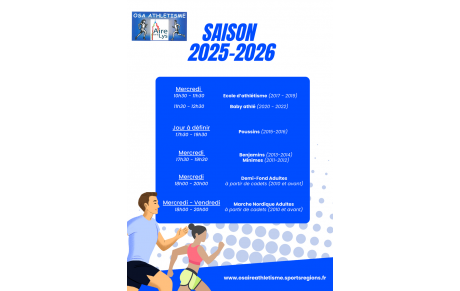 Horaires des entraînements
